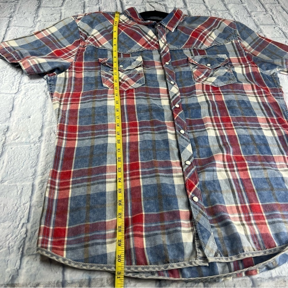 BKE vintage 1967 tailored fit, XXL, plaid pearl snap shirt - Picture 11 of 12